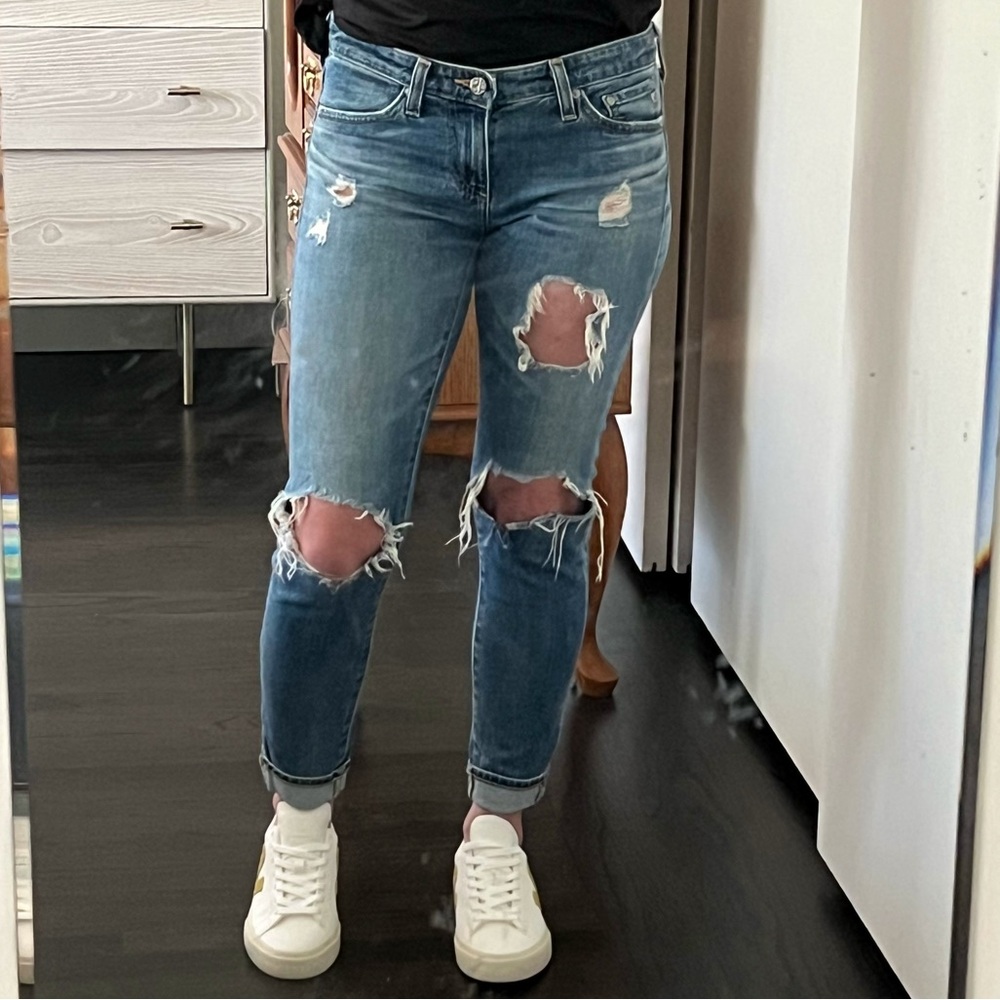 AG distressed The Stilt, cigarette leg denim